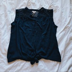 ✨NWOT✨ Navy Blue Lace Button Down Blouse